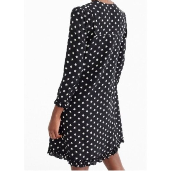 J. Crew Collection Star Print Dress Black Silk - Picture 3 of 15